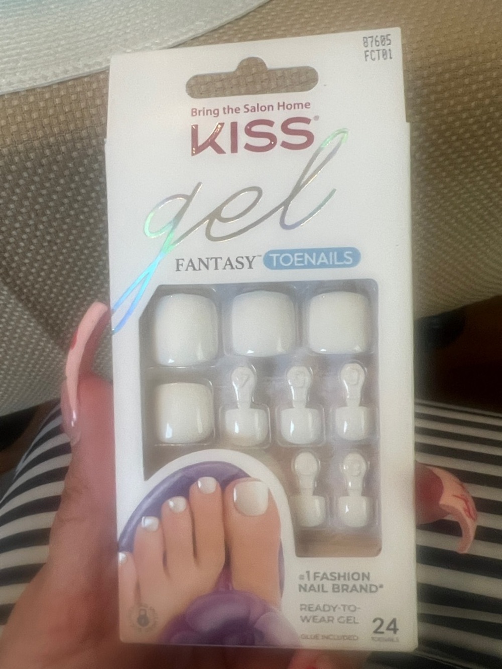 Kiss Gel Fantasy Toenails - Glossy White Toenail Set